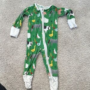 Little Sleepies Green Animal Print Footie